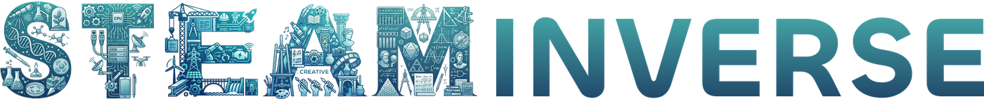 STEAMinverse — the A in STEAM, illustrated across chemistry, engineering, art and math icons